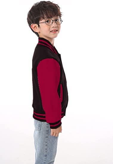 Image of Kids Baseball Jackets Boys Girls Fit Varsity Jacket Casual Lightweight Plain Button Cardigan School Coat