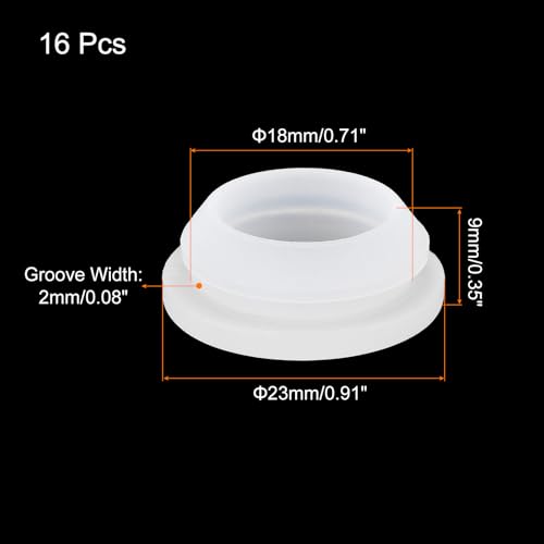 Image of MECCANIXITY 16pcs Silicone Snap in Locking Hole Plugs,18mm /0.7 Inch Mounting Diameter Narrow Groove Width 2mm Panel Seal Cover Round for Kitchen Bulkheads Waterproof Sealing Plugs Clear