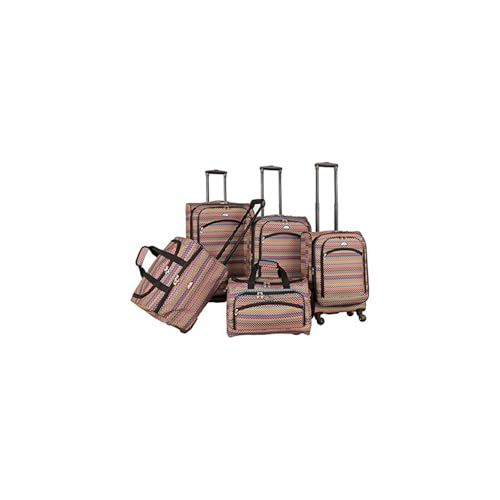 Vintage Visions Gold Coast 5-Piece Luggage Set - Spinner & Duffel Bags, Lightweight, Durable - Perfect for Travelers