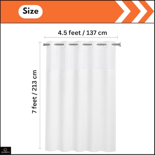 Image of Qlarity Covers Hookless Bathroom Shower Curtain with Waffle Fabric Snap-in Liner | Water Repellent & Machine Washable Magnetic Lock Curtain | (Whit, 6.1 x 5.9ft)