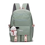 Mochila Unissex c/Ursinho Escolar Estudante Moda Coreana/Japonesa Impermeável Bolso Secreto (Verde (8656))