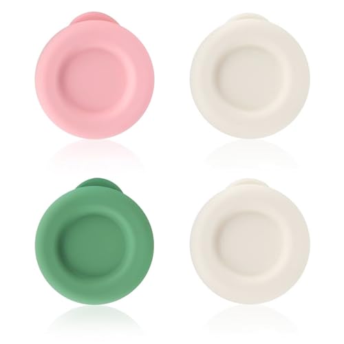 4 pcs leak-proof dishwasher-safe silicone milk bottle caps fits 48mm glass milk bottles in 3 colors.