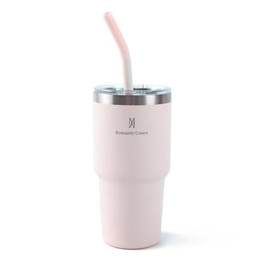 Copo Térmico de Aço Inoxidável 591ml, com Canudo e Tampa, Garrafa Termica Isolada a Vácuo Copos Garrafas Termo Pequeno Para Viagem Portátil, Para Água, Chá Gelado, Café, Smoothies e Muito Mais
