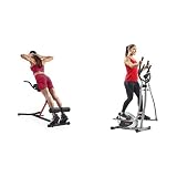 Sunny Health and Fitness Unisex's Station-SF-BH620062 Hyperextension Roman Chair with Dip Station + Legacy Stepping Elliptical Machine, Ultra- Quiet Magnetic Belt Drive