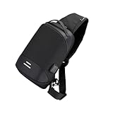Hemobllo Bolso de Pecho Hombre de Tela Oxford Resistente con Puerto USB para Carga Bandolera Ajustable para Deportes al Aire Senderismo Ciclismo y Uso Casual Negro