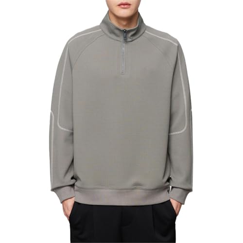 Sweat-shirt à col montant pour homme coupe ample demi-fermeture éclair