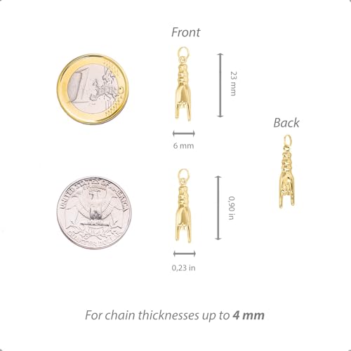 forme di Lucchetta - Authentic Italian Hand Charm - Good Luck Jewelry from Italy, Mens Womens 14k Gold Pendant for Necklace up to 4mm4