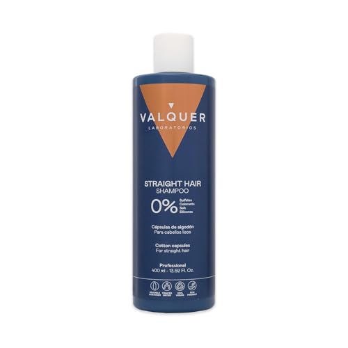 VALQUER Champú Cabello Liso Fórmula Zero | Control del Frizz, Hidratación y Brillo Natural | Suavidad con Cápsulas de Algodón, Fucogel y Vitaminas | Vegano | 400 ml