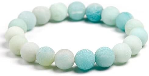 6mm 8mm 10mm Natural Matte Stone Bracelets Suitable For Bracelet Women Men Jewelry (Panjang : 16cm 6.3inch, Warna Logam : Beads 10mm)