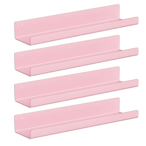 Image of upsimples 4 Pcs 15 inch Acrylic Shelves for Wall Decor and Display, Pink