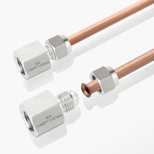 Image of TAISHER 5PCS Forging of 304 Stainless Steel Tube Flare Fittings, 1 /4 inch Male Flare x 1 /4 inch NPT Female, Half Union