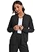 LOMON Scrub Jackets for Women Fall Bomber Jacket with Pockets (Black,Medium)