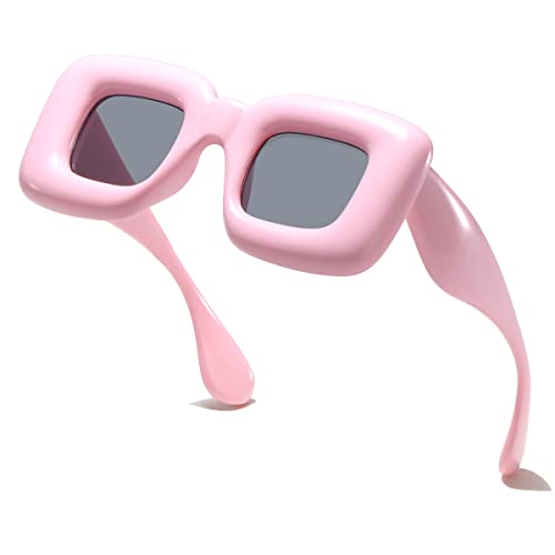 Bold Cute Square Inflated Sunglasses for Women MenTrendy Fun Funky Lip Shape Glasses UV400