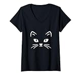 Femme Accessoires pour chat - Visage de chat T-Shirt avec Col en V