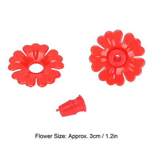 Mangeoire colibri sans fuite : lot 30 fleurs de rechange rouges pour jardin - 7