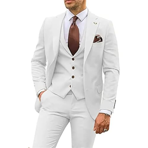 Men's Slim 3 Piece Tuxedo Suit Groom's Banquet Version Business Jacket Set(Blazer+Vest+Pants)2