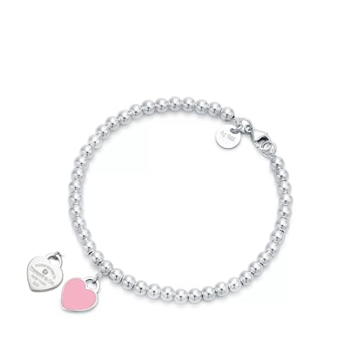 Beaded double heart-shaped design bracelet, ladies' link bracelet, best friend, gift for mom and lover, friendship jewelry, stainless steel, non-gemstone2