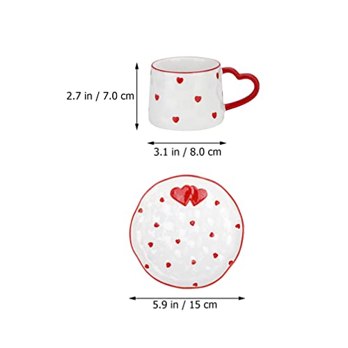 Abaodam Coffee Cup Coffee Mug Set For Valentines Day Ceramic Heart Pattern Mug With Plate Coffee Milk Mug Party Cup With Saucer Valentine Gift Milk Mug For Home #TOP4