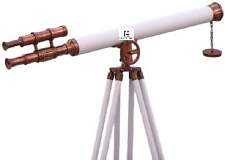 Floor Standing Antique Copper with White Leather Griffith Astro Telescope 65"