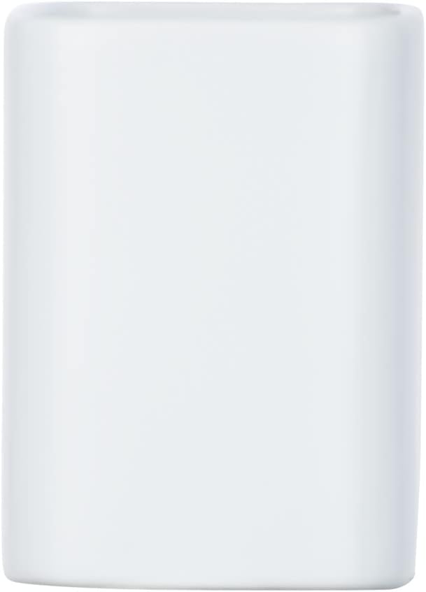 WENKO Hexa Ceramic Toothbrush Beaker Matte White, 9 x 6.5 x 6.5 cm