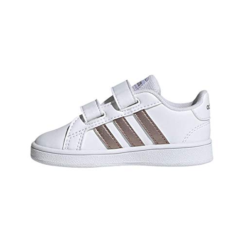 adidas baby boys Grand Court - Kids Sneaker, White/Copper Metallic/Glow Pink, 5 Toddler US3