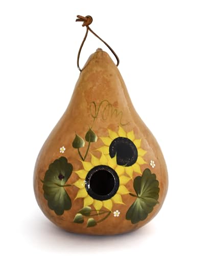 Sunflower Floral Birdhouse Handmade from a Gourd