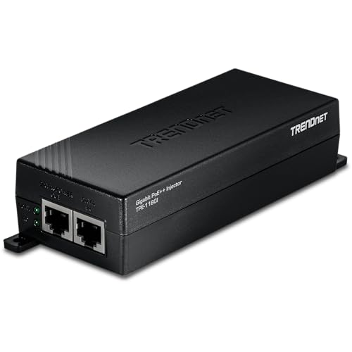 TRENDnet Gigabit PoE++ Injector TPE-116GI Supplies PoE (15.4W) PoE+ (30W) or PoE++ (60W) Network A PoE Device Up to 100m(328 ft) NDAA & TAA Compliant Plug & Play Black