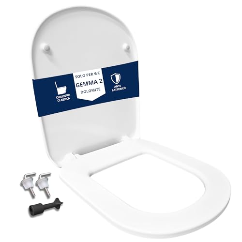 HYDRO HOME Copriwater Compatibile con Dolomite Gemma 2, Tavoletta WC Termoindurente Antibatterica,Sedile WC robusto, Cerniere Fisse in Acciaio Inox, Montaggio rapido,Imballaggio AntiUrto, Bianco