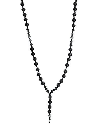Halskette Perlen kette für Herren Männer Schwarz Rosenkranz Onyx Handmade...