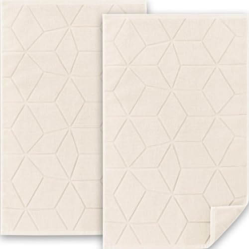VOOVA & MOVAS Non-Slip Bath Rugs 2PC, 100% Cotton, 1100GSM, 19x30 in