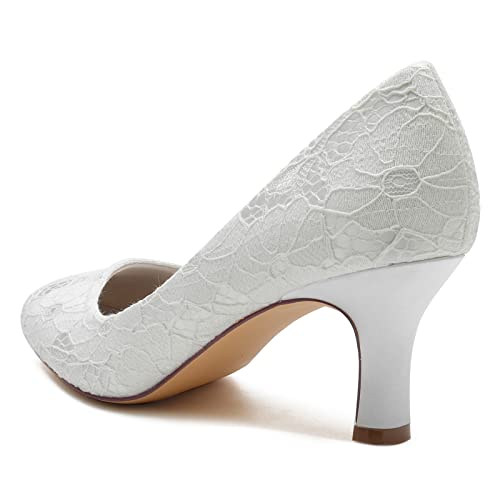 Wedding Bridal Shoes Women's Kitten Heel Pumps Round Toe Low Heels Wedding Evening Party Dress Shoes6.5Cm3