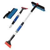 Ice Scraper Snow Brush - Telescopic Exterior Winter Cleaning Tools | Snow Ice Removal Tool - for Sedans, Trucks, RVs, Minivans, Pickups