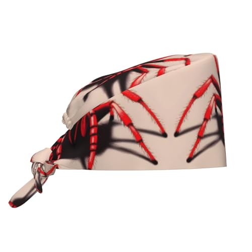 Jolie casquette de travail à motif petite araignée rouge – Élégante et réglable, adaptée pour les chefs, les entraînements de gym ou la douche.