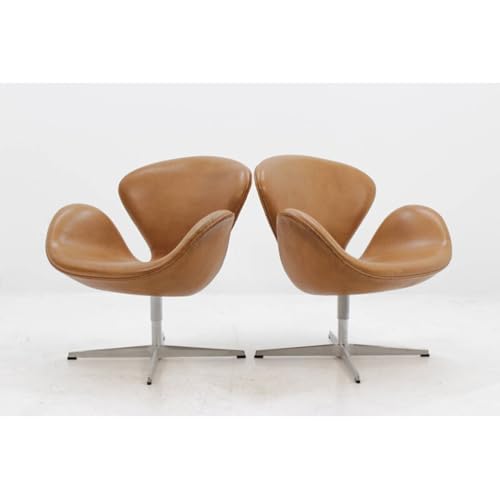 Image of Set of 2 Modern Swivel Lounge Chair with Hydraulic Lift for Home Office Hotel Cafe (Brown Set of 2)