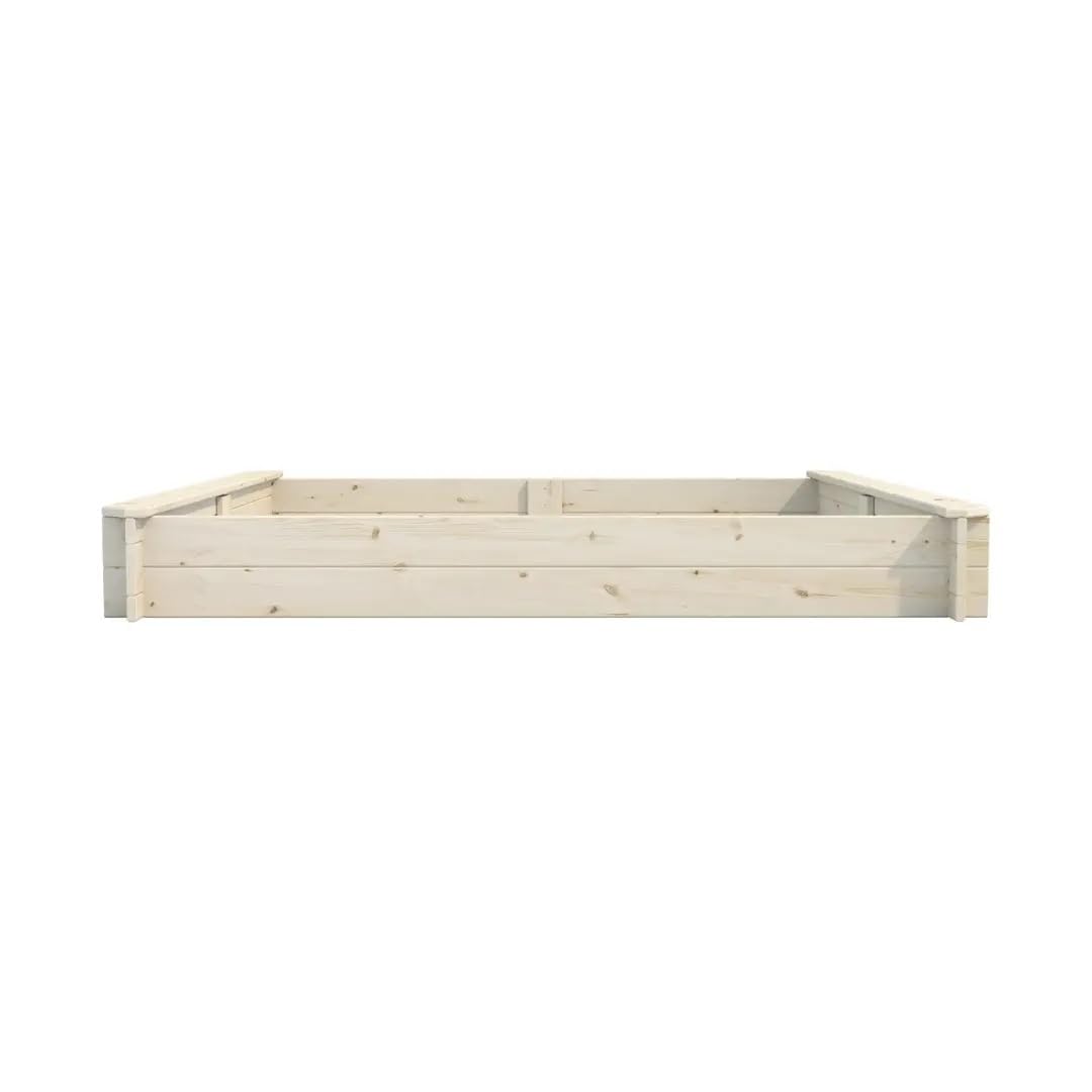Mega Holz Sandkasten mit Sitzflächen MEGALINO L 147x147x19 cm - Kindersandkasten aus Kiefer mit Sitzflächenrand - Outdoor Sandkiste aus Massivholz für den Garten - 100% Natürliches Holz - sehr robust