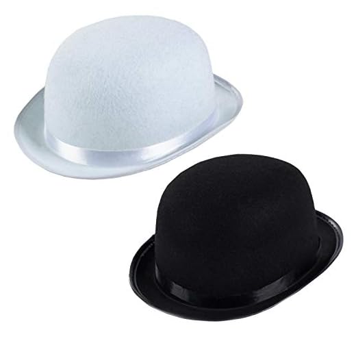 Funny Party Hats Derby Hats - 2 Pack - Black and White Bombin Hats - Bowler Hats - Roaring 20s Hats