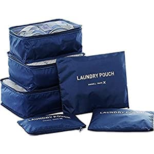 NAVA PAVA 6 pcs Cloth Organizer Pouch Laundry Zipper Bags Travel Luggage Packing Organizers with Bag Traveling Multipurpose Waterproof High Capacity Clothes Tidy Portable Case