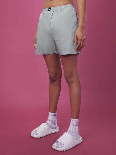Image of Bewakoof Women's Poplin Solid Regular Fit Boxer Shorts