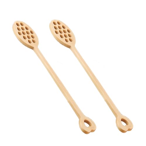 CONGARTENO Beech Wooden Stirring Spoon for Coffee Reusable Wooden Honey Stirrer Heart Shape Hollow-out Stick