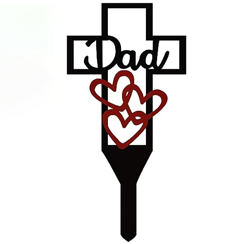 BIHRTC Metal Cross Garden Stake Graves Cemetery Decorations Grave Markers for Cemetery for Dad Metal Cross Yard Stake Grave Markers Cemetery Memorial Cross Stake Memorial Signs Marker