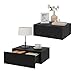 Produktbild WOLTU 2er Set Nachttisch hängend,Wandregal mit Schublade, Nachtschrank Wandmontage, 40x30x14 cm,Nachtkästchen zum Einhängen,schwebende Nachtkommode, modern, schwarz für Schlafzimmer Wohnzimmer