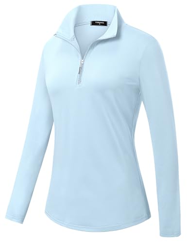 Womens Golf Shirts Long Sleeve Workout Tops Zip Up Tennis Polo Shirts