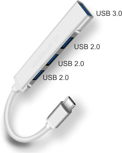 Image of STRIFF 4-in-1 Hub Multiport Adapter, USB Hub with Aluminium Shell, 1 x USB 3.0 & 3 x USB 2.0 for PC, MacBook, Mac mini, iMac, Tablet, and Mobile Phones