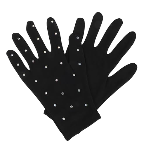 TOVINANNA Guantes de Patinaje sobre Hielo para Niñas, Talla L, Color Negro Opaco Decoración Brillante, Guantes Térmicos para Actividades al Aire Libre