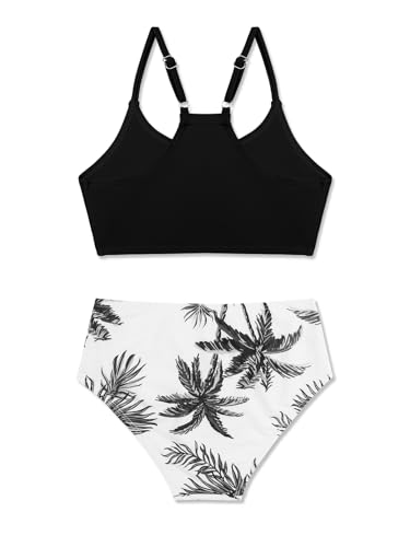 Image of SHEKINI Girls 3 Piece Printed Swimsuit High Waist Bikini Set with Cover Up Pants