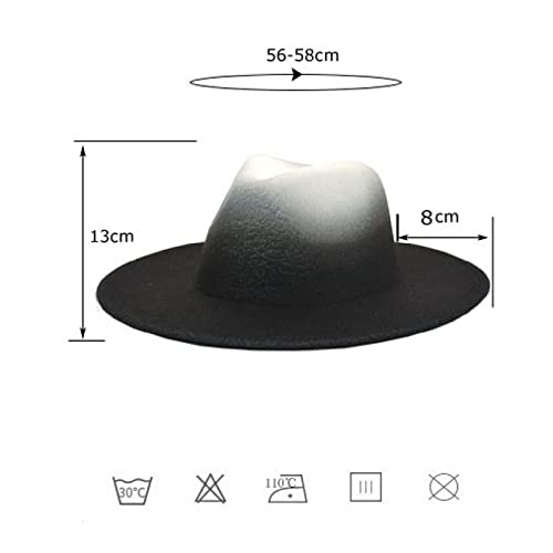Fedora Hats For Women Retro Gradient Colorful Unisex Men Vintage Spring Warm Wool Felt Wide Brim Cap Panama Jazz Hat #TOP1