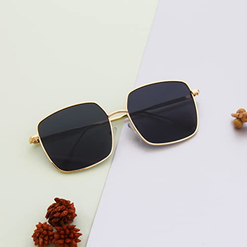 Image of Ted Smith and Stylish Square Sunglasses For Men Women | Full Rim & 100% UV Protection | Grey Lens & Metal Frame | Large | (58-18-145)