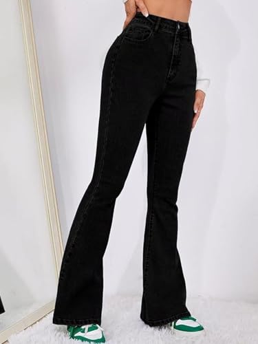 Image of Vogaan Women's High Waist Jeans || Flared Bell Bottom Bootcut Pants || Wide Leg Denim - Perfect for Travel, Party & Everyday Use