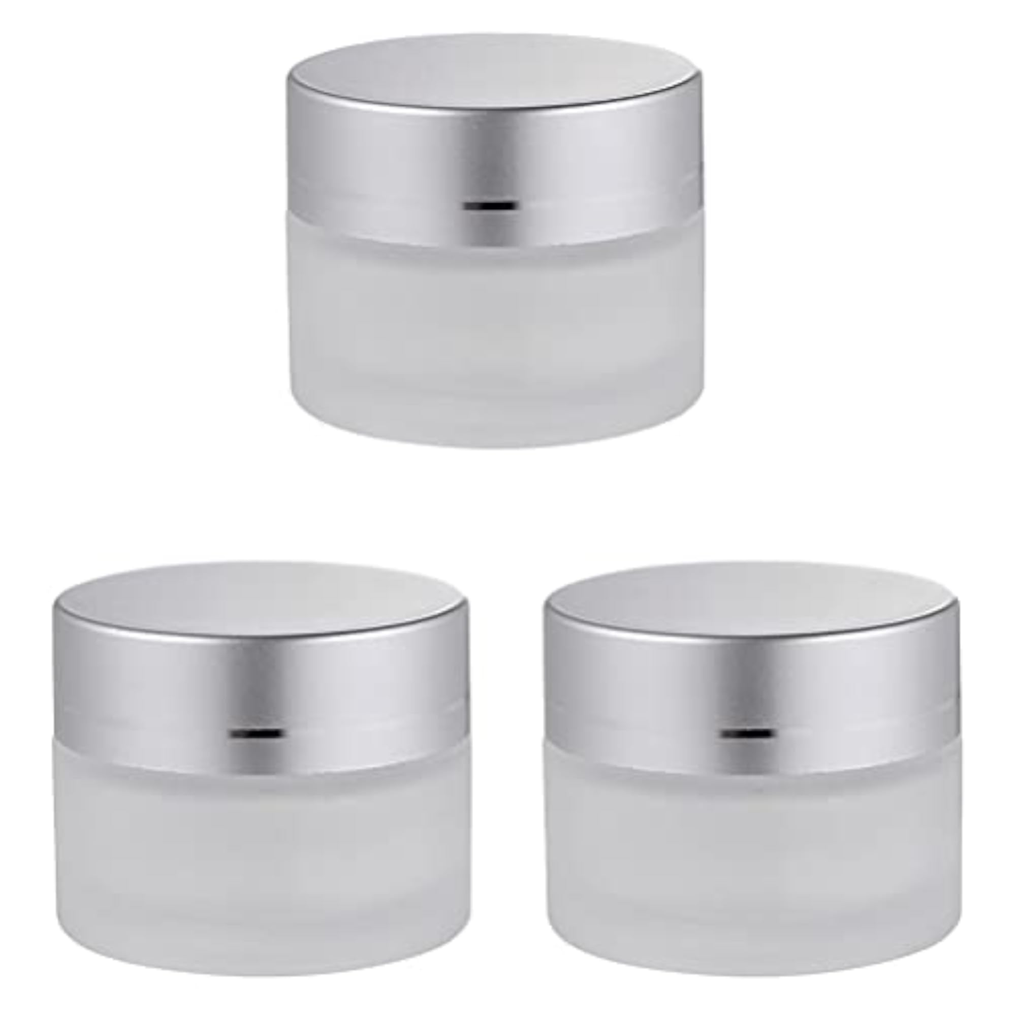 3 Pcs Frosted Glass Cream Jars, Sample Containers