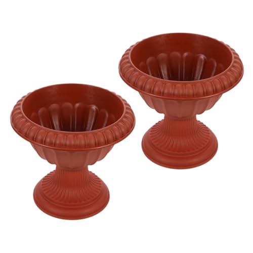 EXAOMBLE 2pcs Vintage Roman Flower Pot for Wedding Decor Elegant Urn Planter for Table Centerpiece and Garden Decoration Height for Home and Outdoor Use